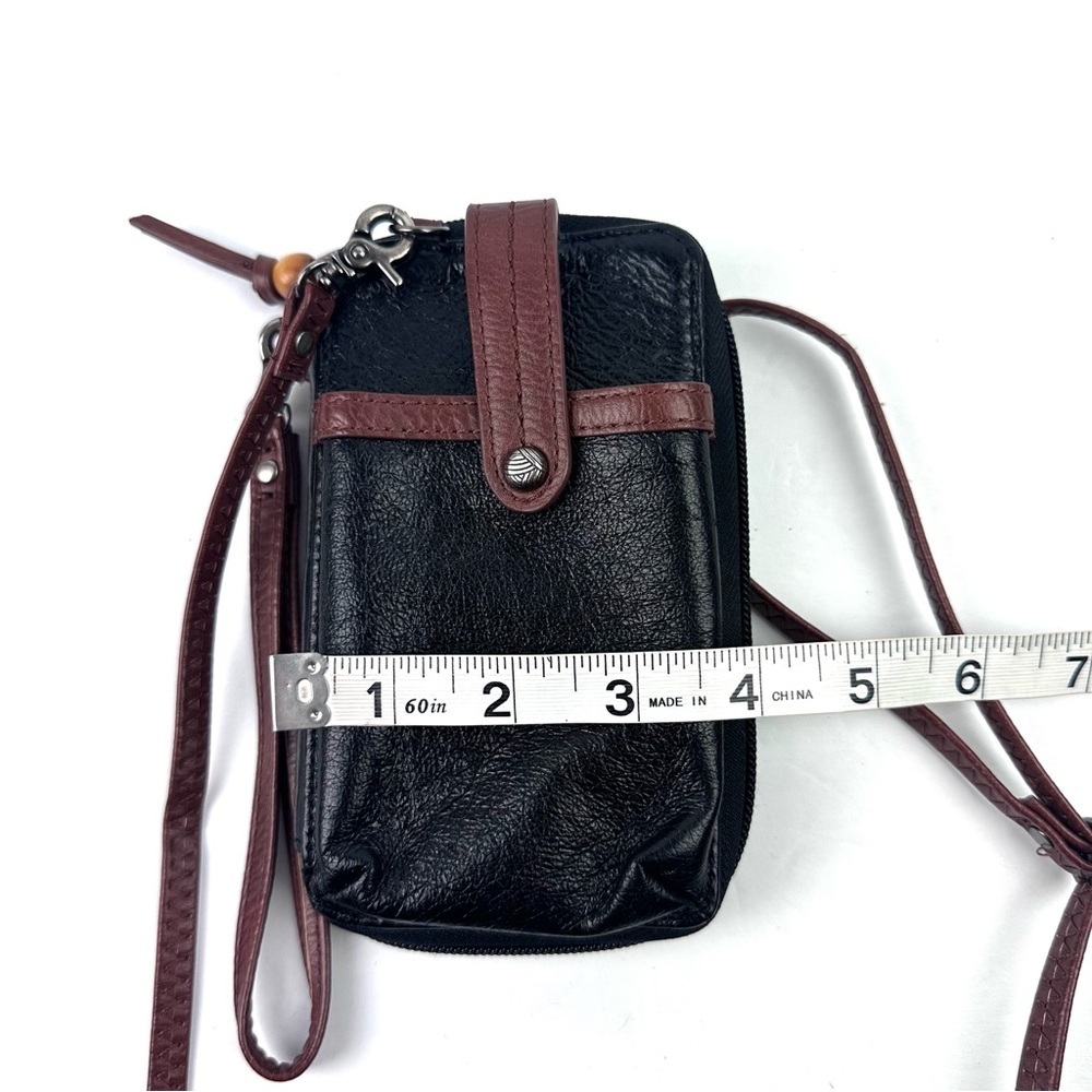 The Sak Iris North South Crossbody Wallet Bag Black Brown Leather Wristlet Strap - Picture 7 of 9